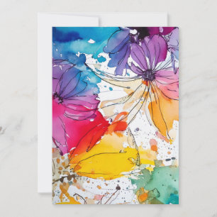 Rainbow Bloom Watercolor Einladung