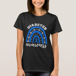 Rainbow Blue Ribbon T1d Typ 1 Diabetes T-Shirt