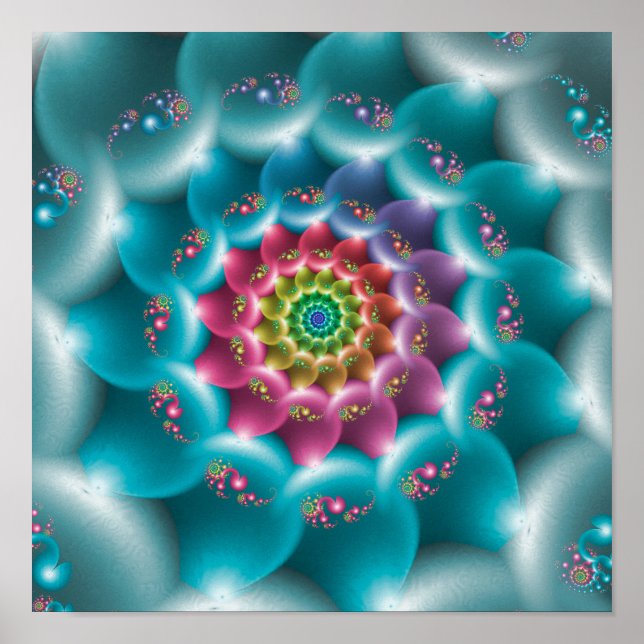 Rainbow Blue Spiral Poster (Vorne)