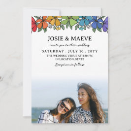 Rainbow Blume 2 in 1 Foto Einladung zur Hochzeit