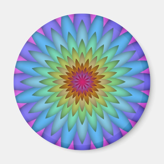 Rainbow Blume Abstrakt Art Magnet (Vorne)