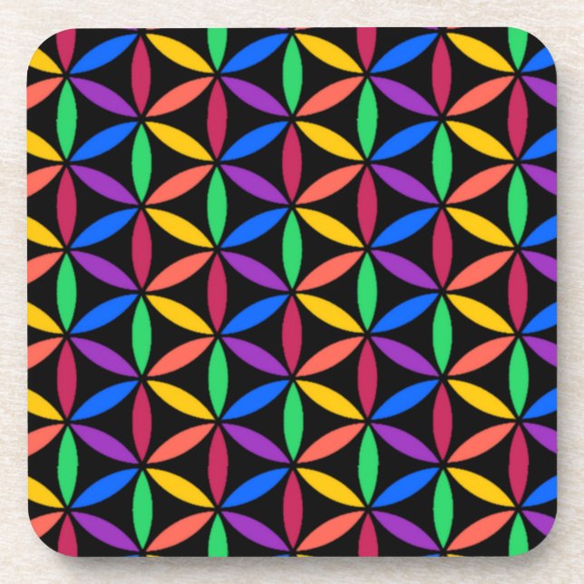 Rainbow-Blume des Lebensmusters Getränkeuntersetzer (Vorderseite)
