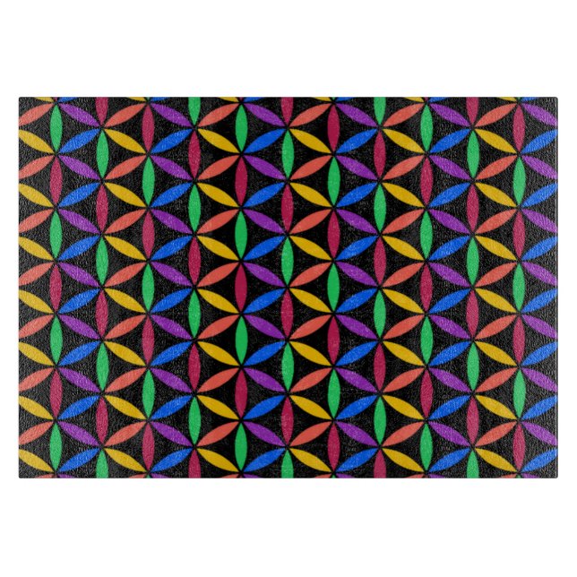 Rainbow-Blume des Lebensmusters Schneidebrett (Vorderseite)