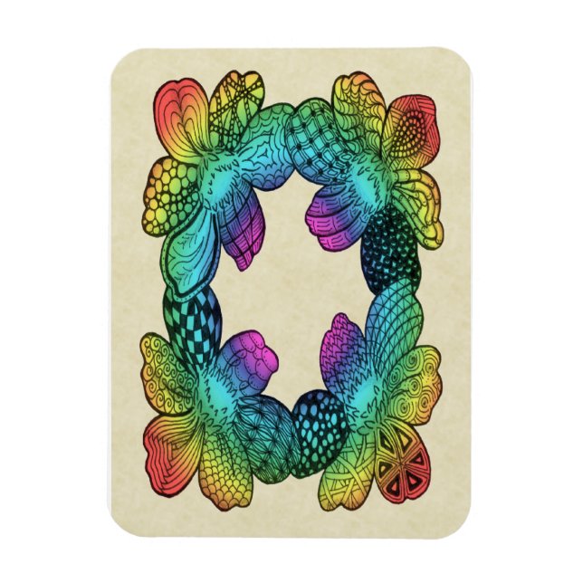 Rainbow Blume Doodle Magnet (Vertikal)