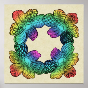 Rainbow Blume Doodle Poster