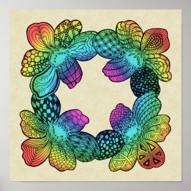 Rainbow Blume Doodle Poster (Vorne)