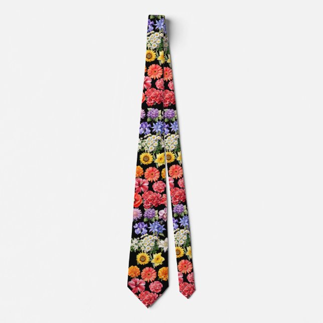 Rainbow Blume Floral Neck Tie Krawatte (Vorderseite)