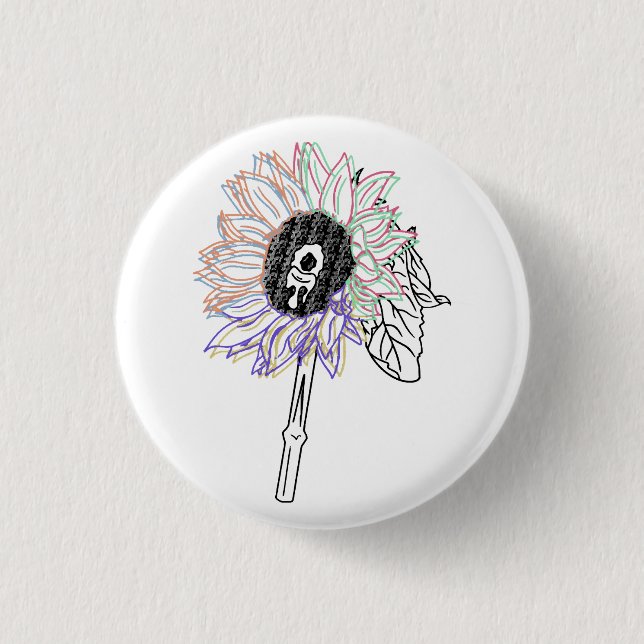 Rainbow Blume Funky Art Button (Vorderseite)