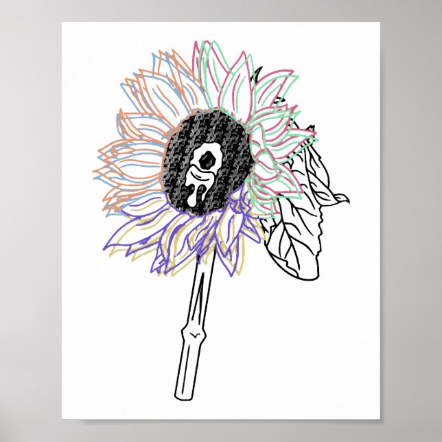Rainbow Blume Funky Art Poster (Vorne)