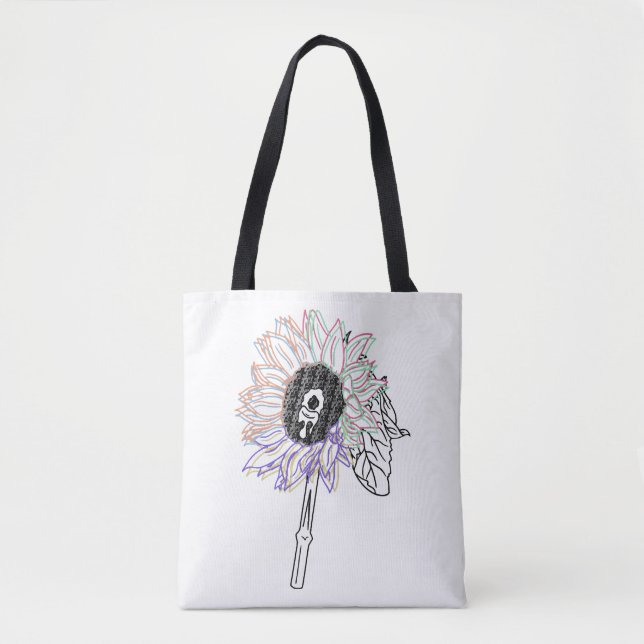 Rainbow Blume Funky Art Tasche (Vorderseite)