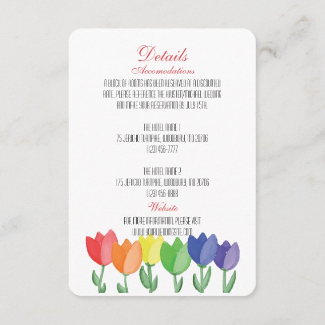 Rainbow BLUME GAY Lesbian DETAILS WEDING Begleitkarte (Vorderseite)