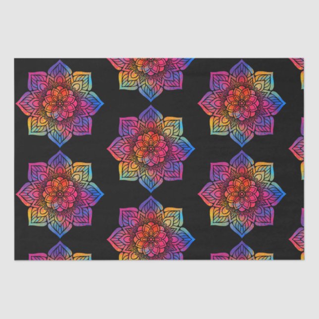 Rainbow Blume Mandala Seidenpapier (Vorderseite)