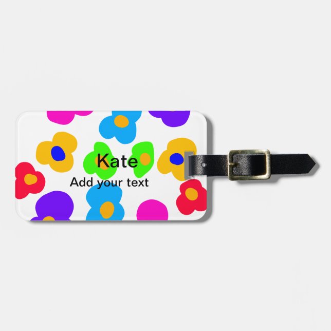 Rainbow Blume Pride Liebe hinzufügen Namenstext lq Gepäckanhänger (Vorderseite horizontal)