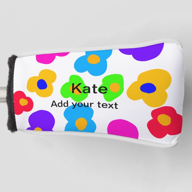 Rainbow Blume Pride Liebe hinzufügen Namenstext lq Golf Headcover (Vorderseite)