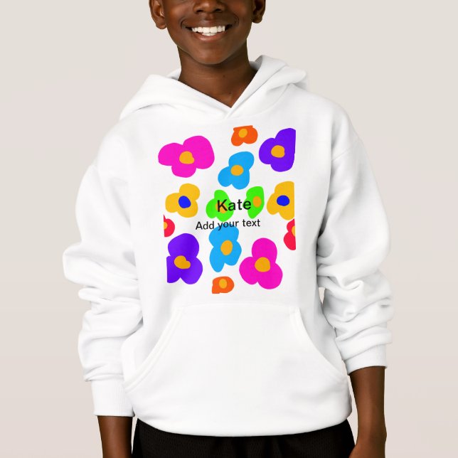 Rainbow Blume Pride Liebe hinzufügen Namenstext lq Hoodie (Vorderseite)