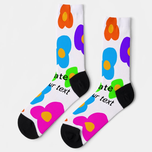 Rainbow Blume Pride Liebe hinzufügen Namenstext lq Socken (Linkes Detail)
