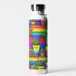 Rainbow-Blume-Töpfe lächeln Trinkflasche