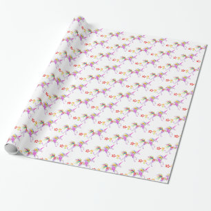 RAINBOW BLUME UNICORN VECTOR PATTERN GESCHENKPAPIER
