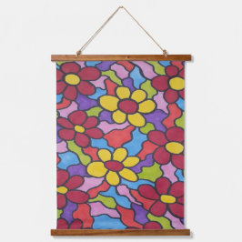 Rainbow-Blume Wandteppich Mit Holzrahmen