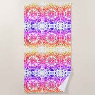 Rainbow Blumen Mandala Pattern 2 Strandtuch