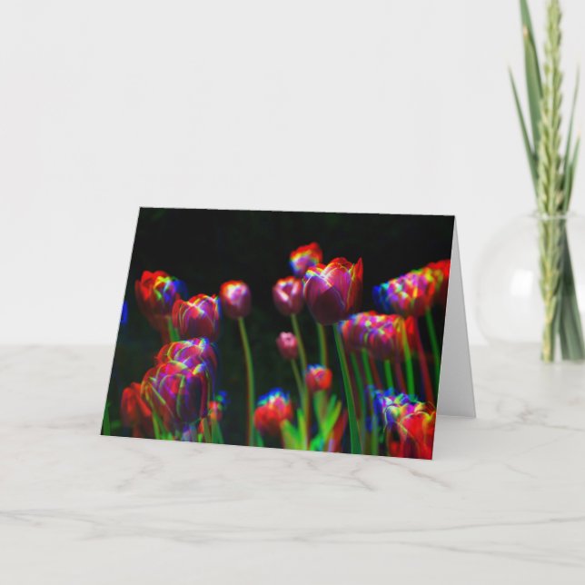 Rainbow Blur Digital Art Tulips Grußkarte Karte (Vorderseite)