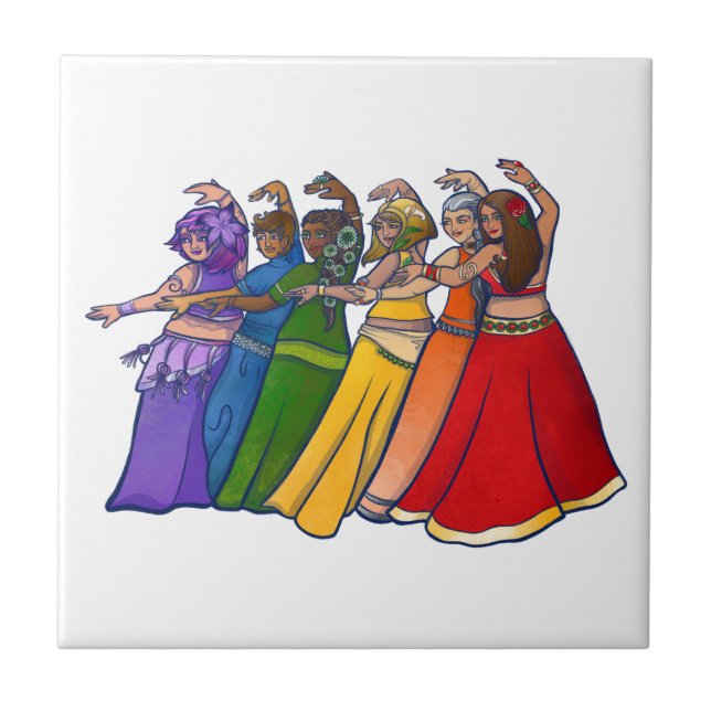 Rainbow Bly Dancer Art Bly Tanz Tanz Fliese (Vorderseite)