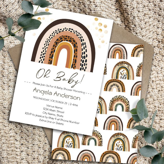 Rainbow Boho Animal Print Baby Dusche Einladung (Von Creator hochgeladen)