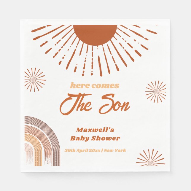 Rainbow Boho kommt hier zur Son Baby Dusche Serviette (Vorderseite)