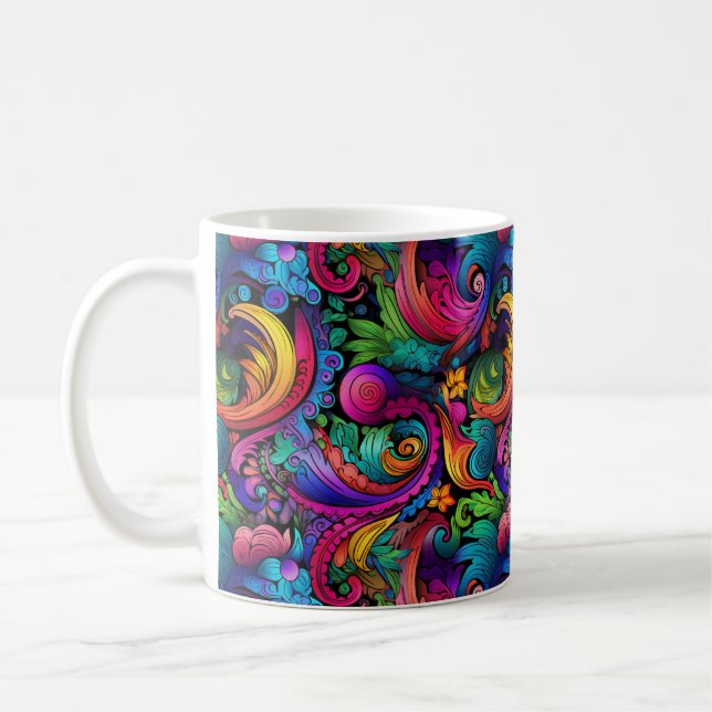 Rainbow Boho Paisley Mug (Gauche)