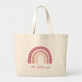 Rainbow Boho Pastel Pink Gift Große Totentasche Jumbo Stoffbeutel