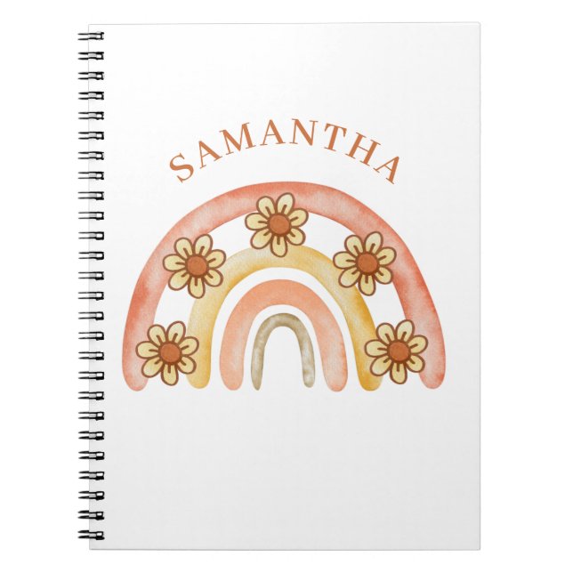 Rainbow Boho Personalisiert Spiral Foto Notebook Notizblock (Vorderseite)