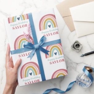 Rainbow Boho Pink Geschenkpapier