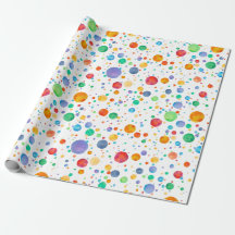 Rainbow Boho Polka Dot Watercolor Wrapping Paper