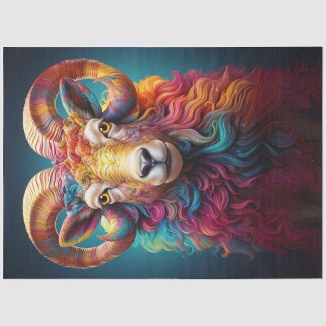 Rainbow Boho Ram Decoupage Seidenpapier (Vorderseite)