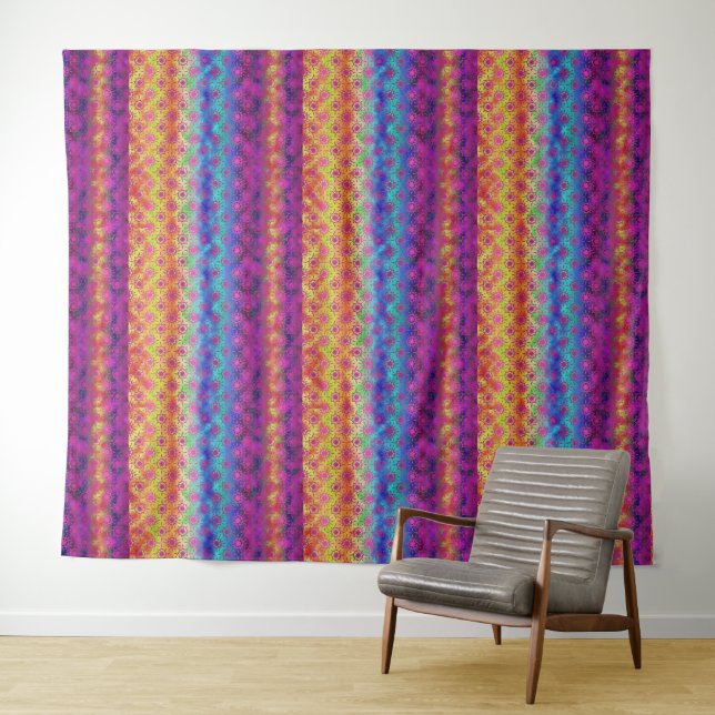 Rainbow Boho Style | mehrfarbig Wandteppich (Beispiel (Horizontal))