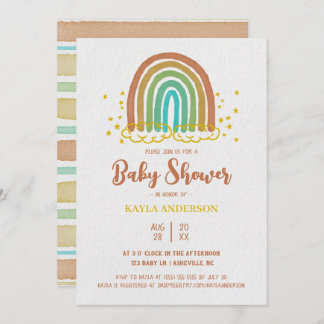 Rainbow Boho Watercolor Kinderdusche Einladung