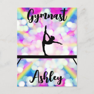 Rainbow Bokeh Blast Gymnastik Beam Personalisiert Postkarte