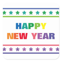 Rainbow Bonne année - Sticker Carré
