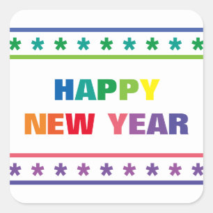 Rainbow Bonne année - Sticker Carré