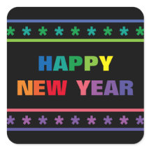 Rainbow Bonne année - Sticker Carré
