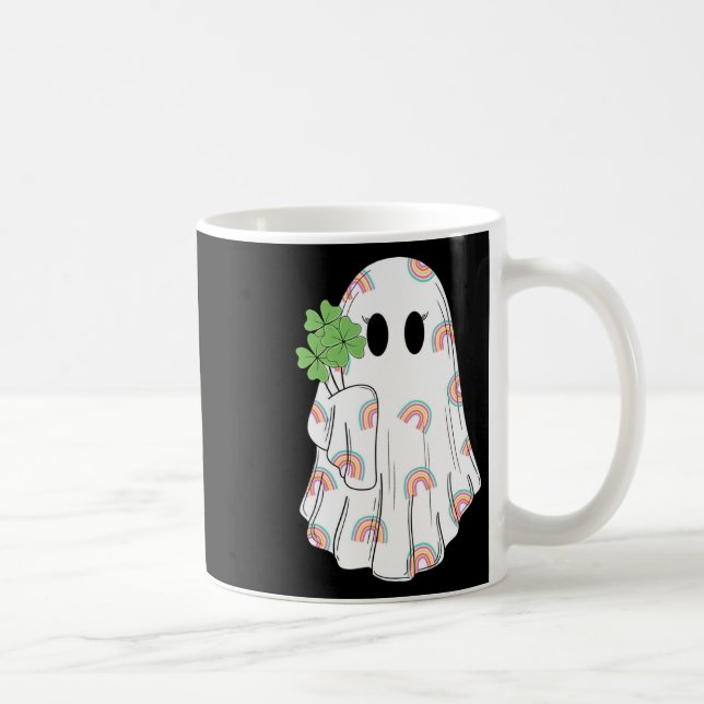 Rainbow Boo Kleeblatt Ghost St Patrick's Day Spook Kaffeetasse (Rechts)