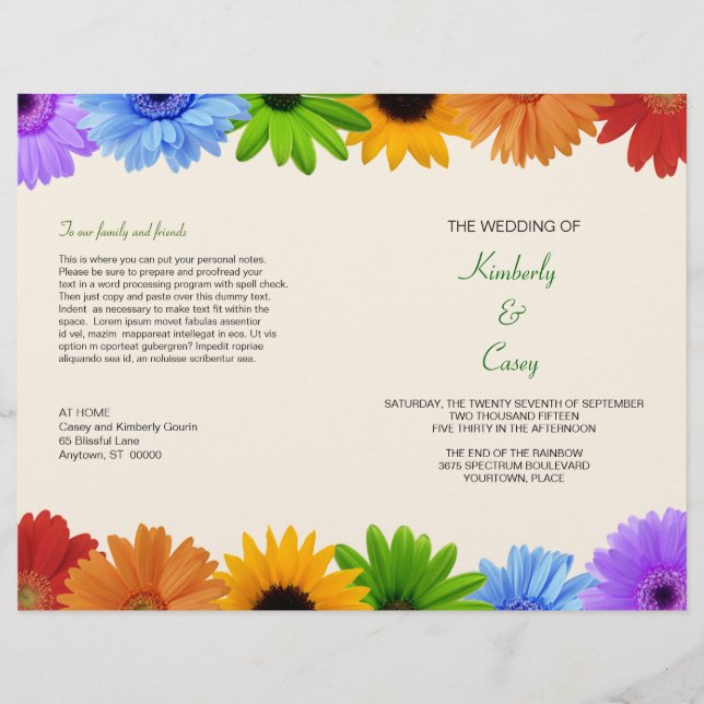 Rainbow Bouquet Wedding Program (Vorderseite)