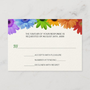 Rainbow Bouquet Wedding Response RSVP Karte