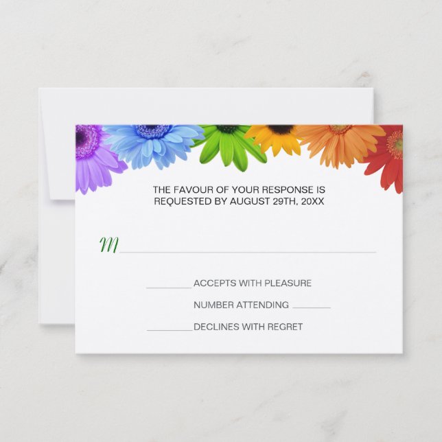 Rainbow Bouquet Wedding Response RSVP Karte (Vorderseite)
