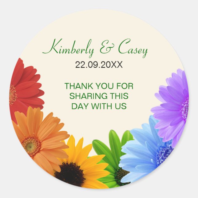 Rainbow Bouquet Wedding Runder Aufkleber (Vorderseite)