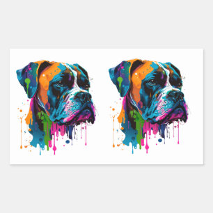 Rainbow Boxer Dog Colorful Boxer Dog Graphic T-Shi Rechteckiger Aufkleber