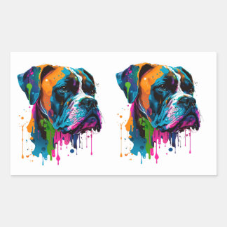 Rainbow Boxer Dog Colorful Boxer Dog Graphic T-Shi Rechteckiger Aufkleber