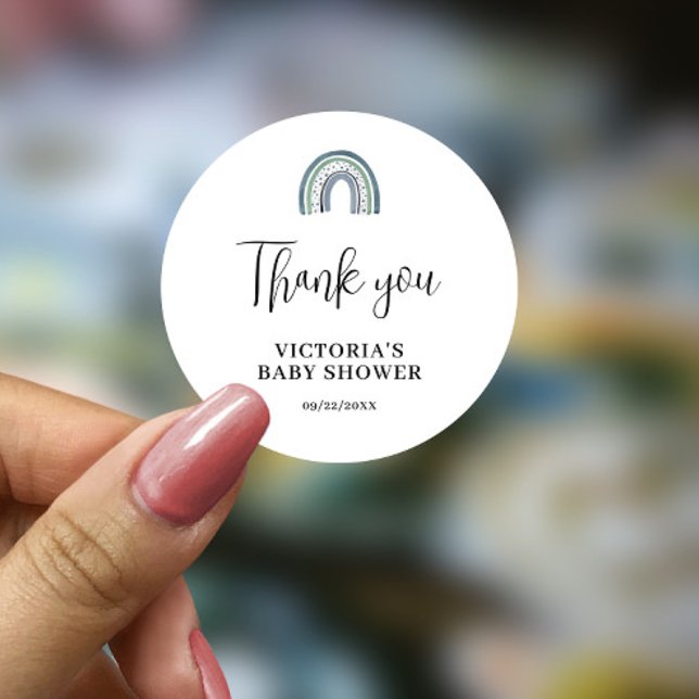 Rainbow Boy Baby Dusche Runder Aufkleber (Von Creator hochgeladen)