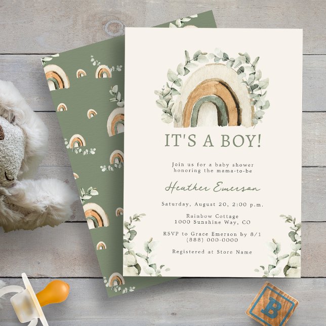 Rainbow Boy Baby Shower Einladung (Boho Rainbow Boy Baby Shower Invitation by Painted Paperie
)