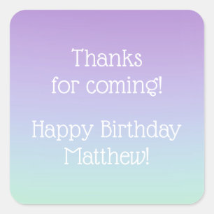 Rainbow Boy Birthday Party Quadratischer Aufkleber
